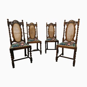 Chaises de Salle à Manger Victoriennes Barley Twist en Chêne, 1880s, Set de 4