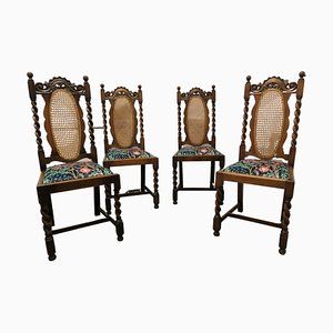 Victorian Barley Twist Oak Dining Chairs, 1880s, Set of 4