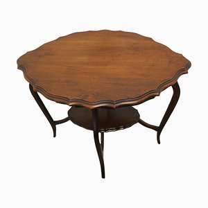 Table d'Appoint de Forme Ovale en Noyer avec Undertier, 1900s