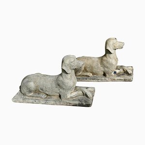 Large Weathered Labradors Statues, 1950s, Set of 2