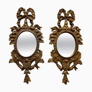 Oval Rococo Gilt Wall Mirrors, 1980s, Set of 2