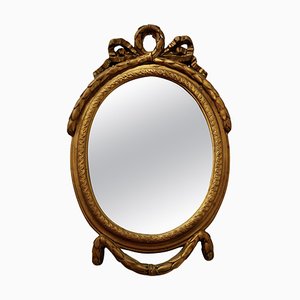 Specchio da parete piccolo rococò ovale dorato, fine XIX secolo