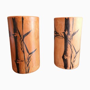 Bemalte Pinseldosen aus Bambus, 1960er, 2er Set