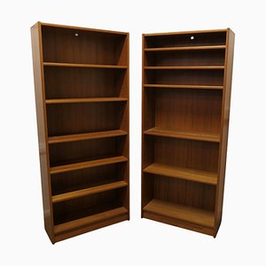 Tall Vintage Open Book Cases in Teak Finish, 1980s, Set of 2