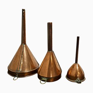 19th Century Copper Ale and Wine Funnel, 1880s, Set of 3