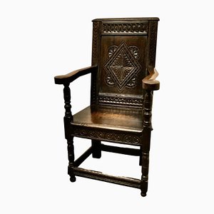 17th Century Oak Wainscot Hall Chair, 1890s