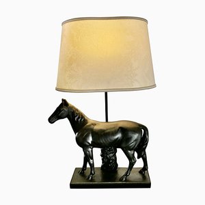 Lámpara de mesa con forma de caballo Art Déco en negro, años 30