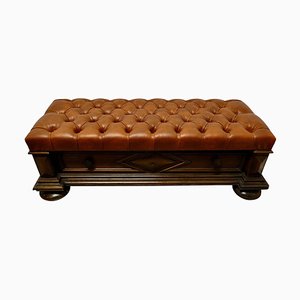 Seduta Chesterfield con cassetto per riordinare le scarpe, inizio XX secolo