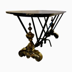 French Centre Table in Brass and Iron with Marble Top, 1960