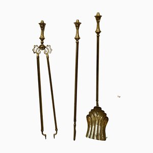 Arts & Crafts Brass Fireside Tools, 1880, Set of 3