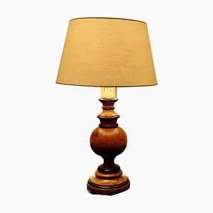 Large Bulbous Turned Wood Table Lamp, 1960s