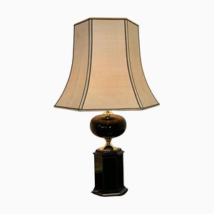 Lampe de Bureau Noire de Style Oriental en Laiton, 1960