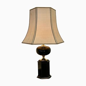 Oriental Style Black Table Lamp in Brass, 1960