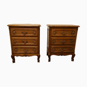 Small French Golden Oak Chests of Drawers, 1960, Set of 2