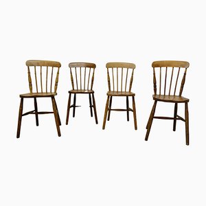 Antique Dining Chairs in Beech and Elm, 1900, Set of 4