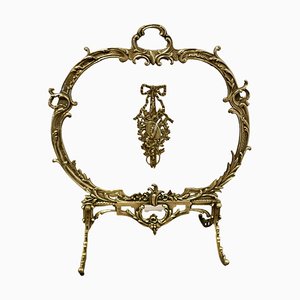 French Brass Rococo Fire Guard Spark Screen, 1870s