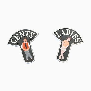 Male and Female Toilet Signs, 1970s, Set of 2