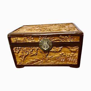 Oriental Carved Camphor Wood Chest, 1950s