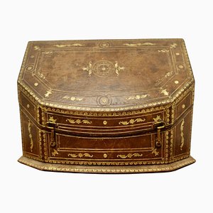 French Tooled Leather Stationary Box, 1900s