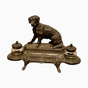 Support d'Encrier avec Chien Chasseur Retriever, France, 1880