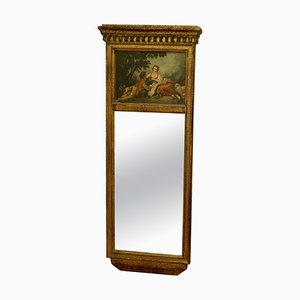 Petite 19th Century French Gilt Trumeau Mirror, 1880s