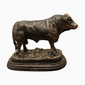 Iron Bull Desk Ornament with Bronze Finish Patina, 1960s