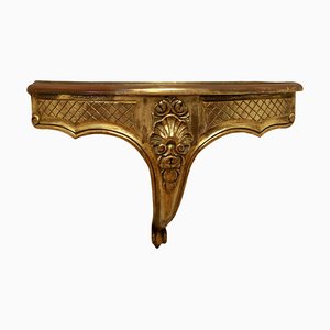 French Carved Gilt Corner Console Wall Shelf, 1890s