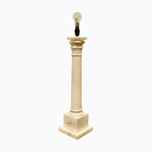 Lampada da tavolo grande a forma di colonna corinzia in marmo bianco, inizio XX secolo