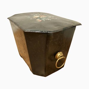 Folk Art Barge Wear Toleware Log Box, 1880er