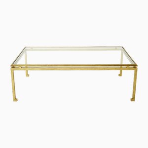 Coffee Table in Gilded Iron Glass by Maison Ramsay, 1950
