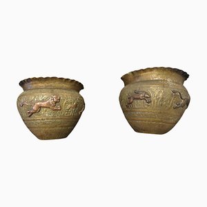 Pots Jardinière en Laiton et Cuivre, Afrique du Nord, 19ème Siècle, Set de 2