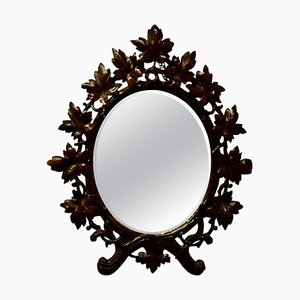 Black Forest Carved Oval Mirror, 1880