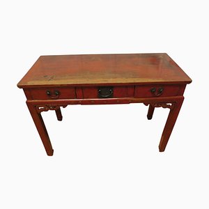 Oriental Red Lacquered Side Table 1920s