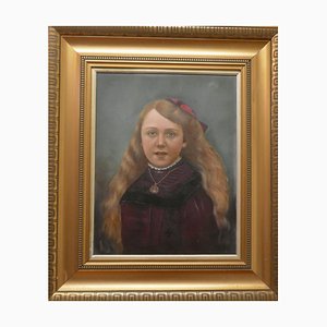 Portrait d'une Jeune Fille, 1870, Huile sur Toile, Encadrée