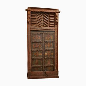 Anglo Indian Painted Doors in Original Frame, 1890s