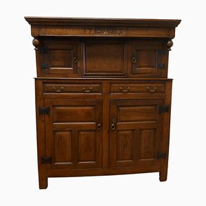 Antique Celtic Court Cupboard in Carved Oak, 1734