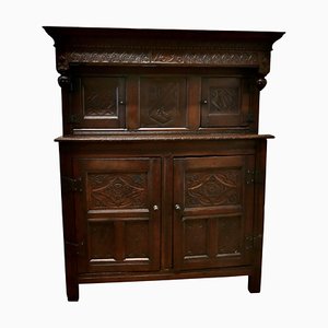 Antique French Carved Oak Court Cupboard, 1696