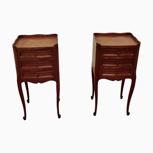 French Bedside Tables in Cherry Wood, 1920, Set of 2