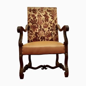 French Carved Oak Salon Throne Chair, 1850
