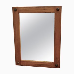 Arts & Crafts Style Wall Mirror in Golden Oak Frame, 1960
