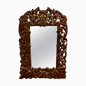 Specchio antico in legno di frutta intagliato, 1900