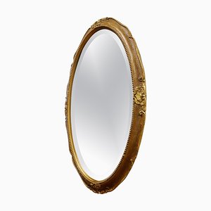 Specchio da parete Art Déco ovale dorato, 1920