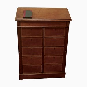 French Walnut Cartonniere Wellington Chest Filing Cabinet, 1890s