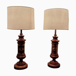 Tall Art Deco Column Table Lamps, 1960s, Set of 2