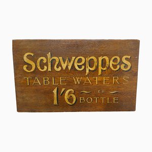 Table Waters Oak Trade Sign Board from Schweppes, 1940s