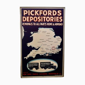 Poster con mappa di Pickfords Depositories, anni '50