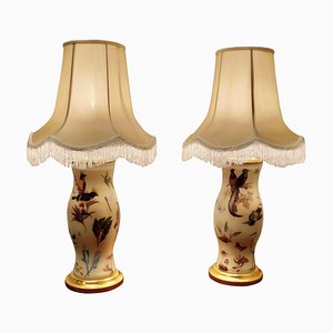 Reverse Painted Decoupage Baluster Vase Lamps, 1960, Set of 2