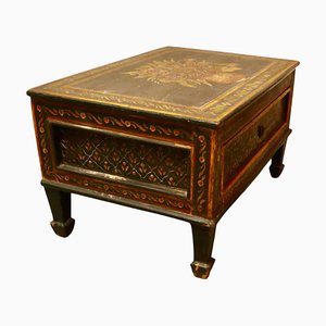 Folk Art European Painted Low Table with Drawer, 1900s