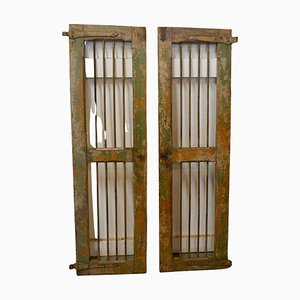 North African Wood and Iron Window Shutters, 1850, Set of 2
