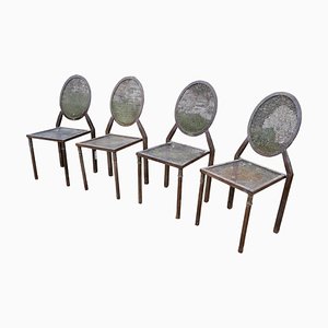 Vintage Brutalist Stacking Dining Chairs in Iron, 1960, Set of 4